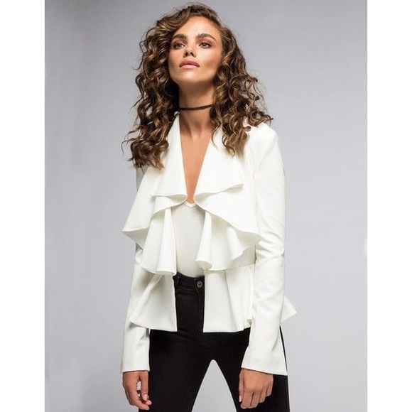 Bardot White Ruffle Peplum Jacket - Picture 4 of 6